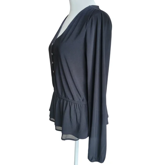 WHBM Long Sleeve Cinch Waist Button Front Blouse Size S - Picture 5 of 10